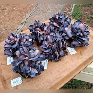 New Vintage Set Of 6 Pier 1 Pink Dark Purple Artificial Hydrangea Napkin Rings